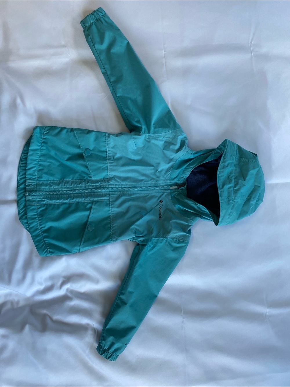Columbia Teal Girls Hooded Waterproof Lined Jacket. Size 4T